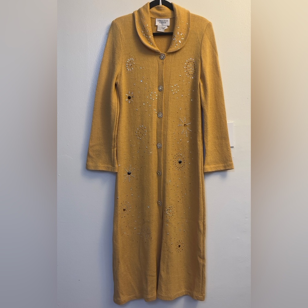 Vintage Cozy Knit Sweater Dress  in Warm Yellow